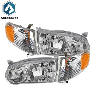 1Pair Headlights Assembly Set W/ Corner fit for 01-02 Toyota Corolla TO2502133 Foto 1 de 4