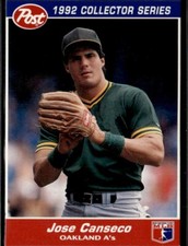 1992 Post Cereal 25 Jose Canseco   Oakland Athletics  Baseball Card