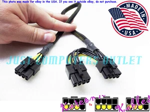 18" HP Proliant DL380p G8 8-Pin to Two (6+2) Pin PCI-E Power Cable (Count Pins) - Picture 1 of 6