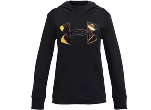 UNDER ARMOUR Girls’ Iridescent LOGO Fleece Hoodie ** BLACK - YSM, YMD ** NWT - Picture 1 of 4
