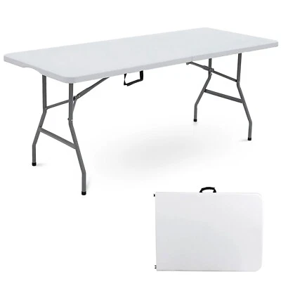 6ft Folding Table Trestle Camping Party Picnic BBQ Stall Garden Indoor Outdoor - Image 1 of 4
