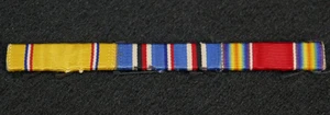 Barra de cinta 3 del Ejército de los Estados Unidos de la Segunda Guerra Mundial Defensa estadounidense, campaña y victoria de la Segunda Guerra Mundial, tipo coser - Imagen 1 de 3