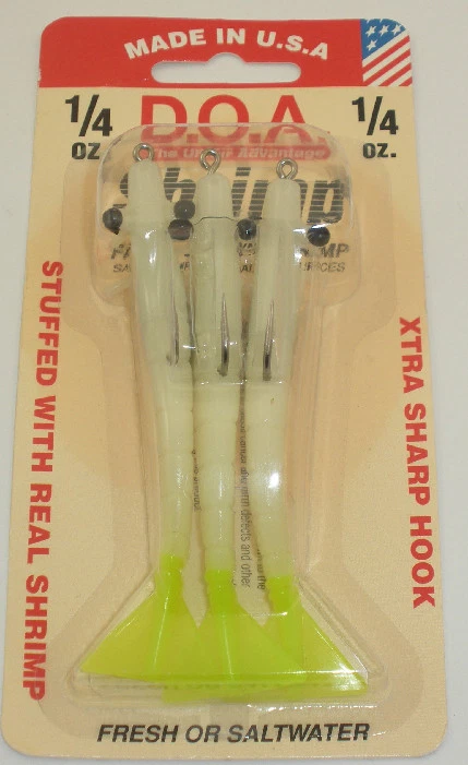 Приманка для креветок DOA FSH3-3P-385 3 дюйма 1/4 унции светящийся хвост Chartreuse 3 карата - Изображение 1 из 1