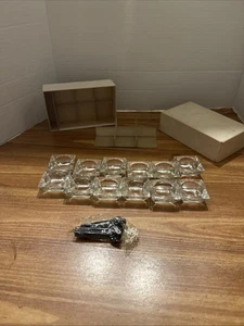 Antikes Klarglas "Salze" gebraucht - 12 Stück mit Löffeln - quadratische Größe und Box - Bild 1 von 12