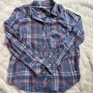 Camicia da cacciatore a quadri Rails con bottoni rosa porto manica lunga taglia XS - Foto 1 di 8
