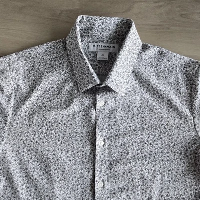 Mizzen+Main Shirt Mens Medium Trim Fit Black White Floral Performance Stretch - Image 1 of 4