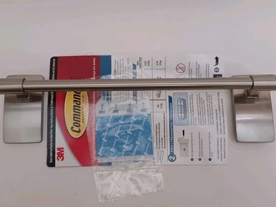 Command Hand Towel Bar Satin Nickel with 4 Water Resistant Command Strips, 9" Ha - Image 1 of 4