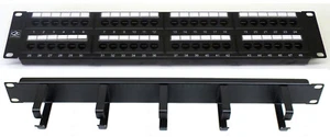 Cat6 19" 48 Port Patchpanel + Ringkabel ordentlich Kommunikation Rack Daten Netzwerk Schrank - Bild 1 von 7