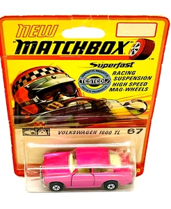 Matchbox Lesney Superfast 67 Volkswagen 1600GL in pink, wide wheels, rare card! - Picture 1 of 4