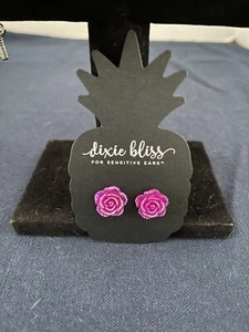 Dixie Bliss Pink Flower Earrings For Sensitive Ears - Picture 1 of 4