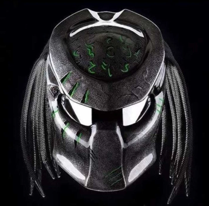 PREDATOR MOTORCYCLE HELMET SYLVER 绿色裂纹风格(DOT & ECE 认证) — 第 1/4 张图片