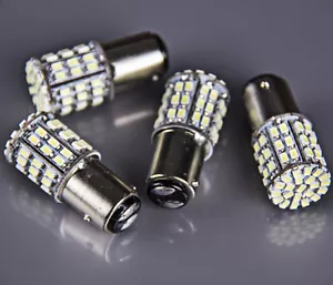 4x BAY15D 1157 White Car Tail Stop Brake Light Super Bright 64 SMD LED Bulb 12V - Bild 1 von 5