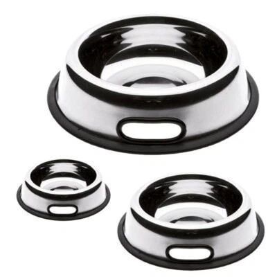 CIOTOLA CANE GATTO ACCIAIO INOX ANTISCIVOLO IMPUGNATURA LATERALE CIBO ACQUA - Immagine 1 di 2