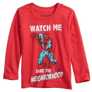 Jumping Beans Garçons Long Rouge Spider-Man T-Shirt Bébé Tee Shirt Neuf avec étiquette Taille 9M - Photo 1/1