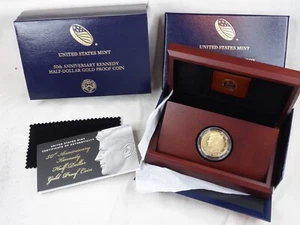 2014-W Kennedy Half Dollar 3/4 oz Gold Commemorative Proof Box & COA US Mint - Picture 1 of 5