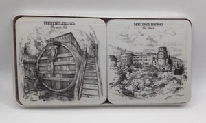 Schuberth Tamat-Secie Made In West Germany Heidelberg Coasters Lot of 6 w/case - Picture 1 of 9