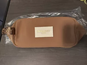 Burberry Hero Light Brown canvas Large Pouch Travel kit shaving Bag 13x6 New - Picture 1 of 3