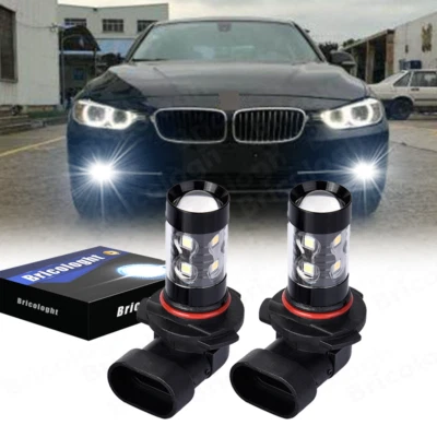 White 9006 HB4 LED Front Fog Light Bulbs For BMW 323i 325i 330i M3 Coupe E46 E60 - Image 1 of 4