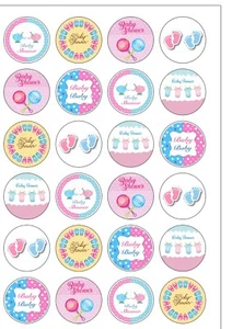 24 adornos para pasteles de papel comestibles de oblea de baby shower rosa y azul PRECORTADOS - Imagen 1 de 1