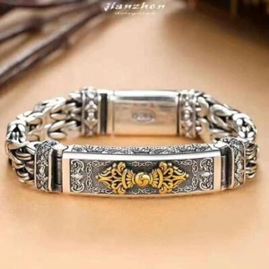 Bracciale catena orologio croce retrò uomo argento 60,5g S925 - Foto 1 di 10