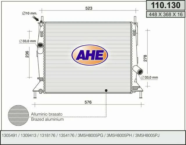 Radiatore FORD FOCUS C-MAX DM2 1.6 Ti 85kw 04-07 - Immagine 1 di 1