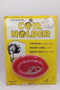 Red antique QUIKOIN VINTAGE COIN HOLDER WITH KEYCHAIN Copyright 1967 - Picture 1 of 7