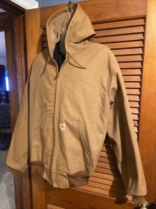 Carhartt Jacket Size XXL Lined Hooded Light Brown Tan Duck Embroidered - Picture 1 of 5