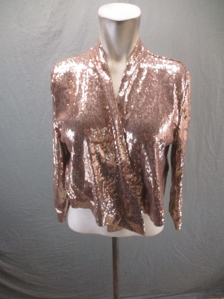 Chaqueta corta Kardashian Collection talla L para mujer manga 3/4 frente abierto lentejuelas 302 Foto 1 de 4