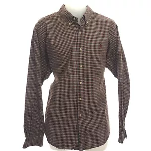 Polo Ralph Lauren Herren klassische Passform XL Oxford Shirt L/S rot hellbraun kariert Pony - Bild 1 von 7