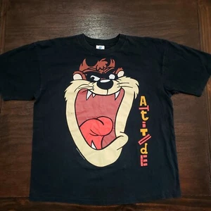 Taz Vintage Tasmanian Devil Black T-shirt Looney Tunes Tee Crewneck. 90’s - Picture 1 of 5