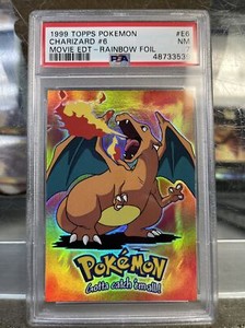 1999 Topps Pokemon the Movie Edt E6 Charizard #6 Rainbow Foil PSA 7
