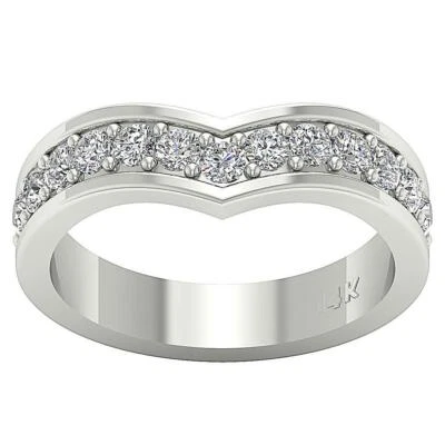 Anniversary Ring Round Cut Diamond VS1 E 0.55 Ct Prong Set 14K White Rose Gold - Image 1 of 4