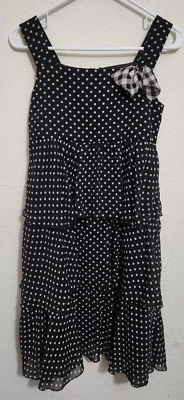 Vestido Cherokee Niñas Talla 14 Negro y Blanco Poke-A-Dot Hasta la Rodilla Sin Mangas Foto 1 de 3