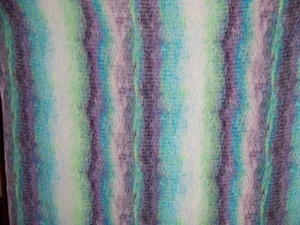 2.2yd ITALIAN VISCOSE CRINKLE GEORGETTE AQUA NAVY TURQUOISE STRAITED BANDS - Picture 1 of 1