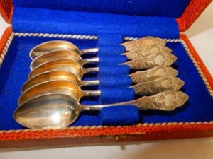 Antique Silver 6 spoon set Germay 800 silver Robert Wegst - Picture 1 of 10