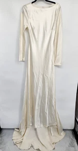 NWD Reformation Adwen Silk Long Sleeve Maxi Dress Wedding Gown Sz 8 Ivory 4B418 - Picture 1 of 21