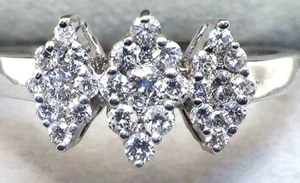 BELLISSIMO ANELLO IN ORO BIANCO MASSICCIO 14K CON DIAMANTI ESTRATTI DALLA TERRA MISURA 7 - Foto 1 di 8