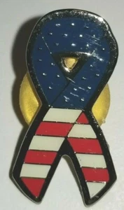 RED/WHITE/BLUE W/STARS RIBBON COMMEMORATIVE PIN - Picture 1 of 1