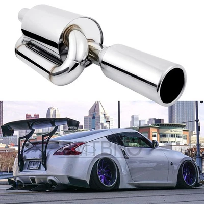 For Nissan 370Z 350Z Twin Loop Exhaust Muffler Tip Resonator 2.5" Inlet 4.0" Out - Image 1 of 4