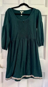 Matilda Jane Kleid M türkis grün Blumensaum Biesen Prärie Boho Cottagecore - Bild 1 von 4