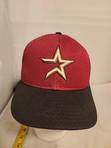 Houston Astros Baseball Cap Hat Mens 7 1/4 Red New Era Made In USA Vintage - Picture 1 of 12