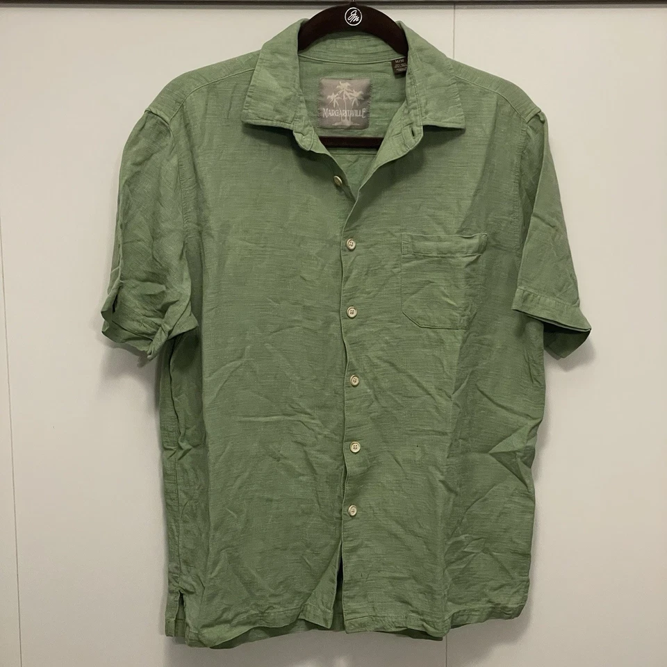 Margaritaville Men's ShortSleeve Button Down Shirt Light Green Green, Size M - Image 1 of 4