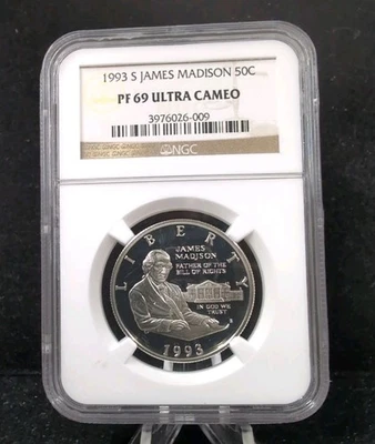 1993-S 50c JAMES MADISON NGC PF69 ULTRA CAMEO Half Dollar #5799 - Image 1 of 2