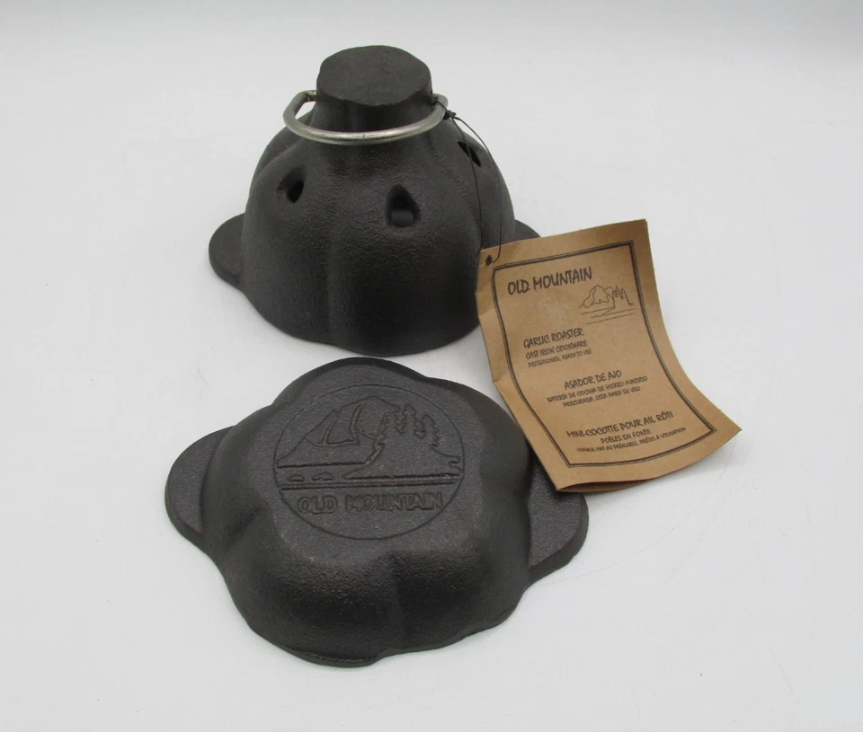 OLD MOUNTAIN FERRO FUNDIDO ALHO 🧄 TORRADOR NOVO COM ETIQUETAS ÓTIMO PARA CHURRASQUEIRA 4,5" DE ALTURA! - Imagem 1 de 4