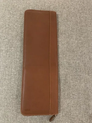 Estuche para corbata de viaje Coach vintage de cuero marrón con cremallera para hombre Foto 1 de 4