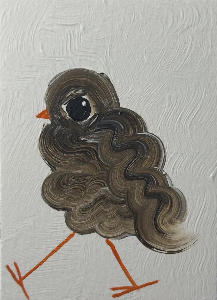 Pintura Original ACEO, Arte a Óleo Impressionismo de Pássaros, Placa Emmer, Animal Abstrato - Imagem 1 de 1