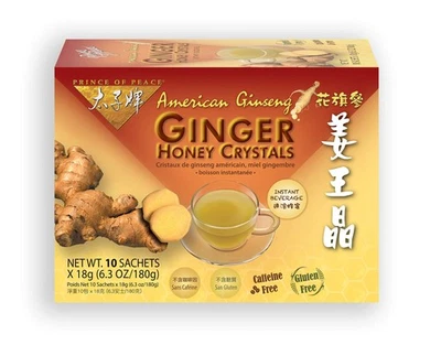 Instant American Ginseng 生姜蜂蜜晶体,10 袋 – 即热或冷 — 第 1/3 张图片