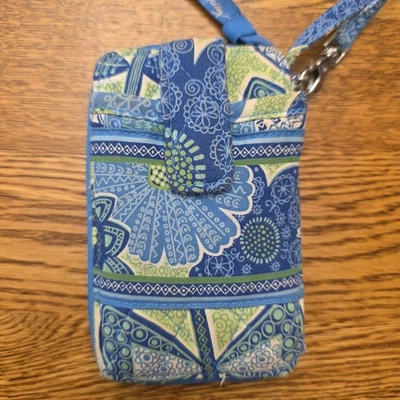 Vera Bradley Azul Verde Floral Llévalo Todo Muñequera Teléfono Celular Cartera Bolso Foto 1 de 4