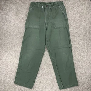 Vintage 70s US Army OG-107 Chino Pants Men 34x31 Sateen Military Trousers USGI - Picture 1 of 8