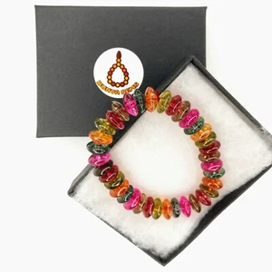 Pulsera de Piedras Preciosas Naturales Cordón Elástico Cuentas de Turmalina Teñidas Regalo de Navidad 449 - Imagen 1 de 12